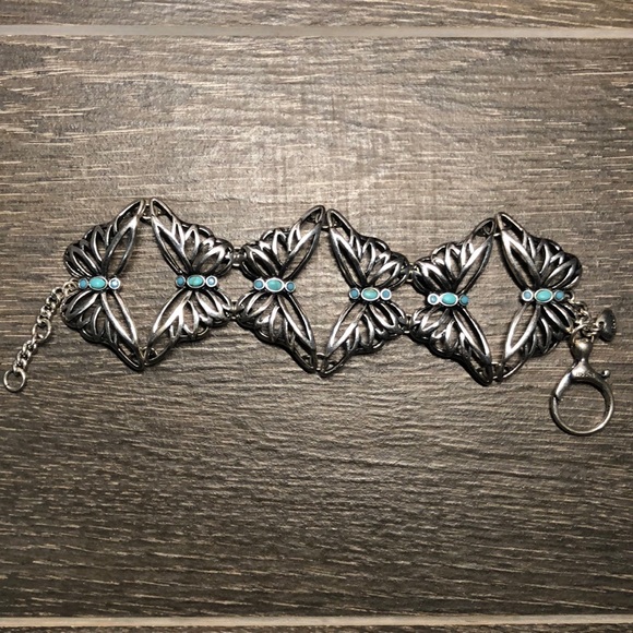 Fossil Silver-Tone Turquoise Butterfly Bracelet - Picture 2 of 11